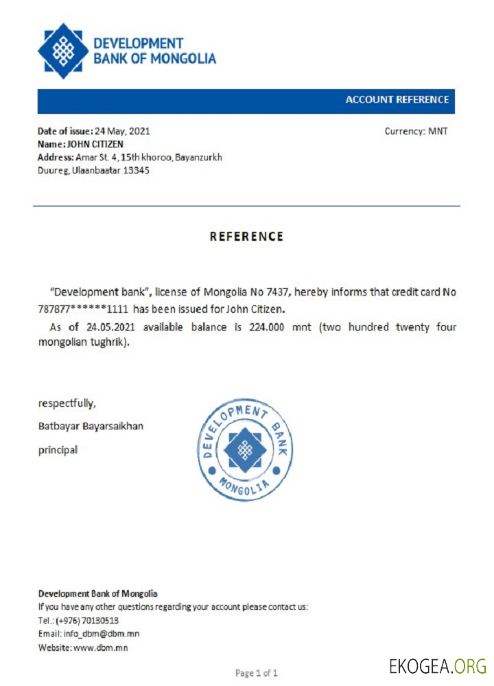 Mongolie , Banque de développement de Mongolie , référence template